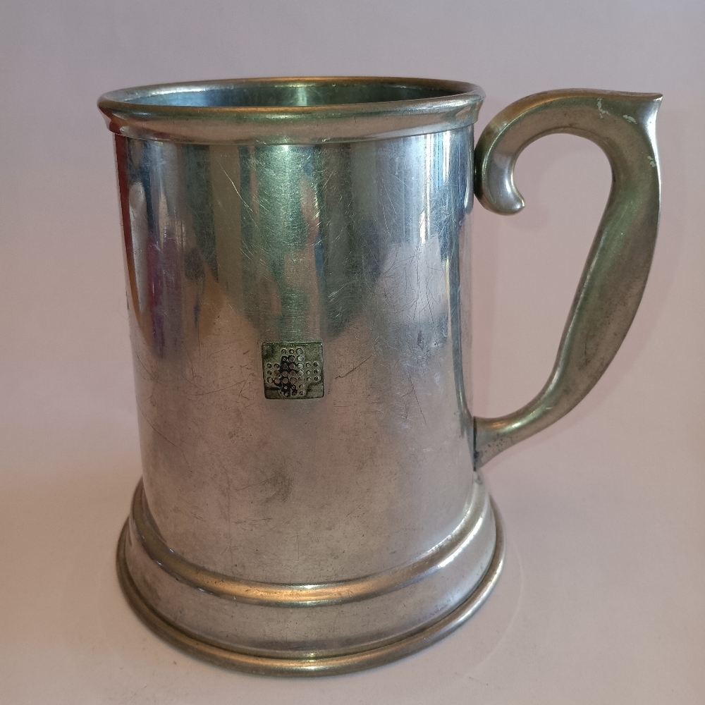 Vintage Stieff Pewter P-27 Mug Stein Tankard Clear Glass Bottom Pre-owned